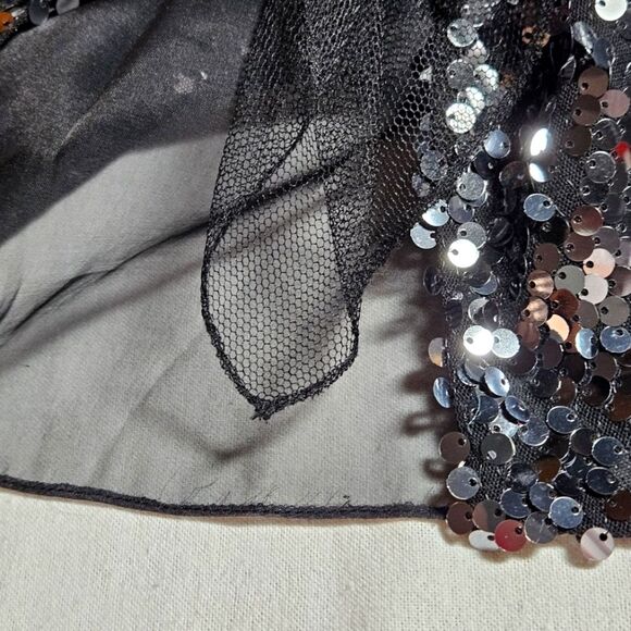 Elie Tahari Black Semi Sheer Sequin & Tulle Versatile Drape Neckline Formal Vest - Picture 7 of 14